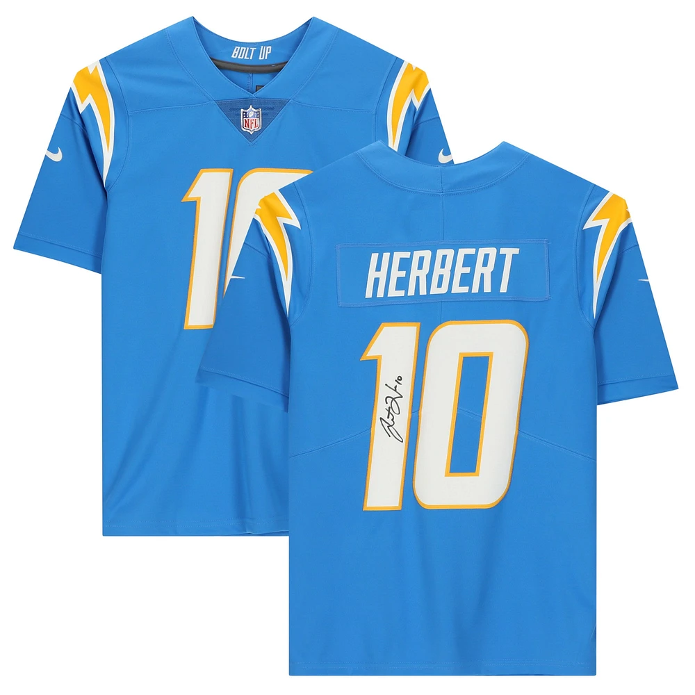 Justin Herbert Los Angeles Chargers Maillot Nike Limité Bleu Poudre Autographié