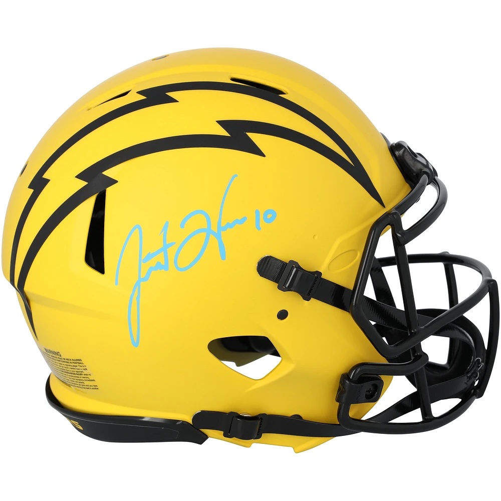 Casque authentique Riddell Rave Speed ​​autographié par Justin Herbert des Los Angeles Chargers