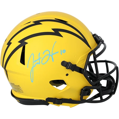 Casque authentique Riddell Rave Speed ​​autographié par Justin Herbert des Los Angeles Chargers