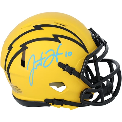 Casque Riddell Rave Speed ​​Mini autographié par Justin Herbert des Los Angeles Chargers