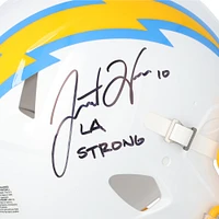 Justin Herbert Los Angeles Chargers Autographed Riddell Speed Authentic Helmet with "LA Strong" Inscription