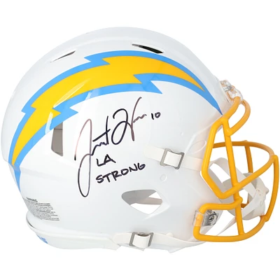 Justin Herbert Los Angeles Chargers Autographed Riddell Speed Authentic Helmet with "LA Strong" Inscription