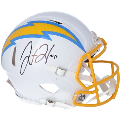 Casque authentique Riddell Speed ​​autographié par Justin Herbert des Los Angeles Chargers