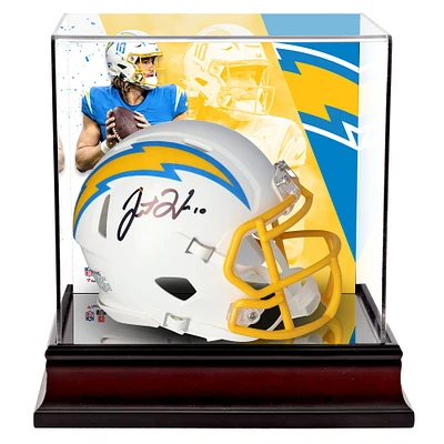 Casque Riddell Speed ​​Mini autographié par Justin Herbert des Los Angeles Chargers avec étui de luxe pour mini casque