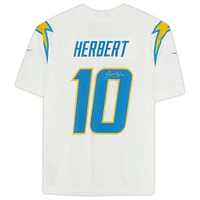 Maillot Nike blanc dédicacé par Justin Herbert des Los Angeles Chargers