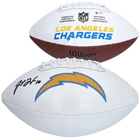 Ballon de football Wilson White Panel autographié par Justin Herbert des Los Angeles Chargers