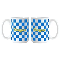 Los Angeles Chargers 2-Pack 15oz. Checkered Wordmark Mug Set