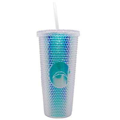 Chargeurs de Los Angeles 24oz. Gobelet de voyage clouté irisé avec paille