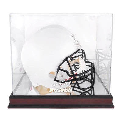 Vitrine de présentation du logo de l'équipe des Los Angeles Chargers en acajou avec dos miroir