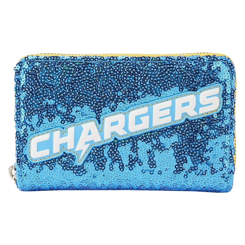 Portefeuille zippé à sequins Los Angeles Chargers de Loungefly