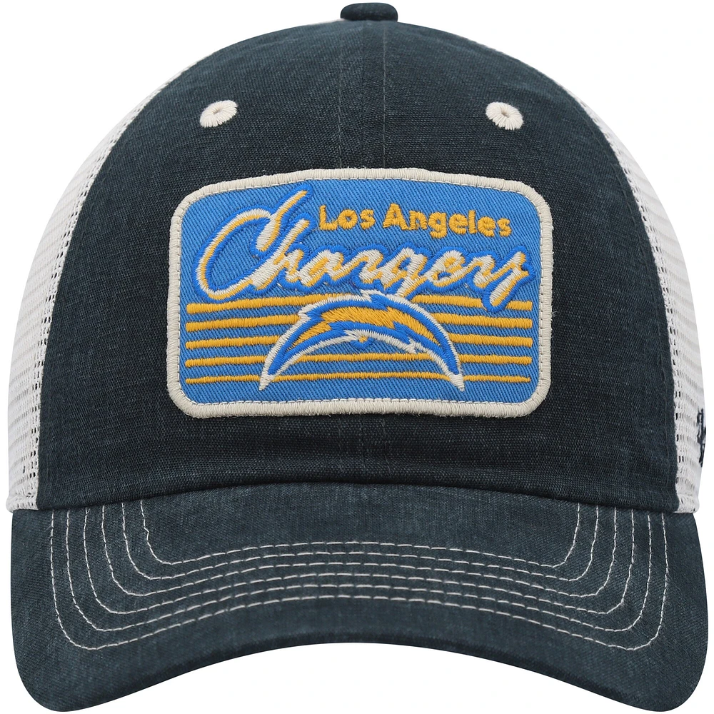 Men's '47 Black/Natural Los Angeles Chargers  Five Point Trucker Clean Up Adjustable Hat