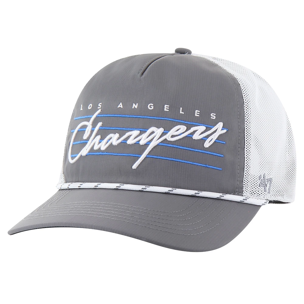 Men's '47 Gray/White Los Angeles Chargers Downburst Relaxed Hitch Trucker Adjustable Hat