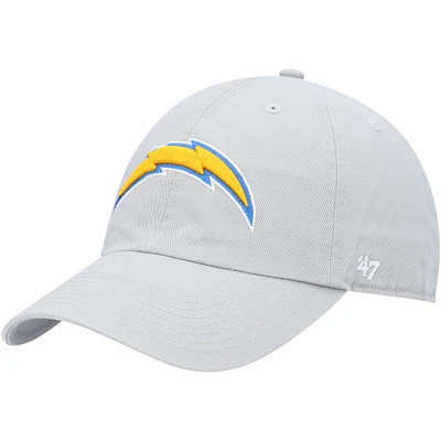 Men's '47 Gray Los Angeles Chargers Clean Up Adjustable Hat