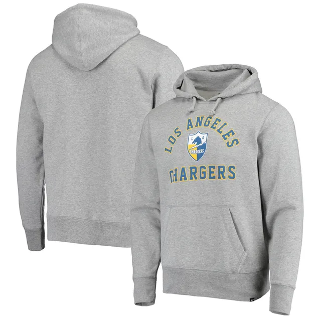 Women's Antigua Heather Gray/Black Los Angeles Chargers Victory Raglan Sleeve Pullover Hoodie Size: Small