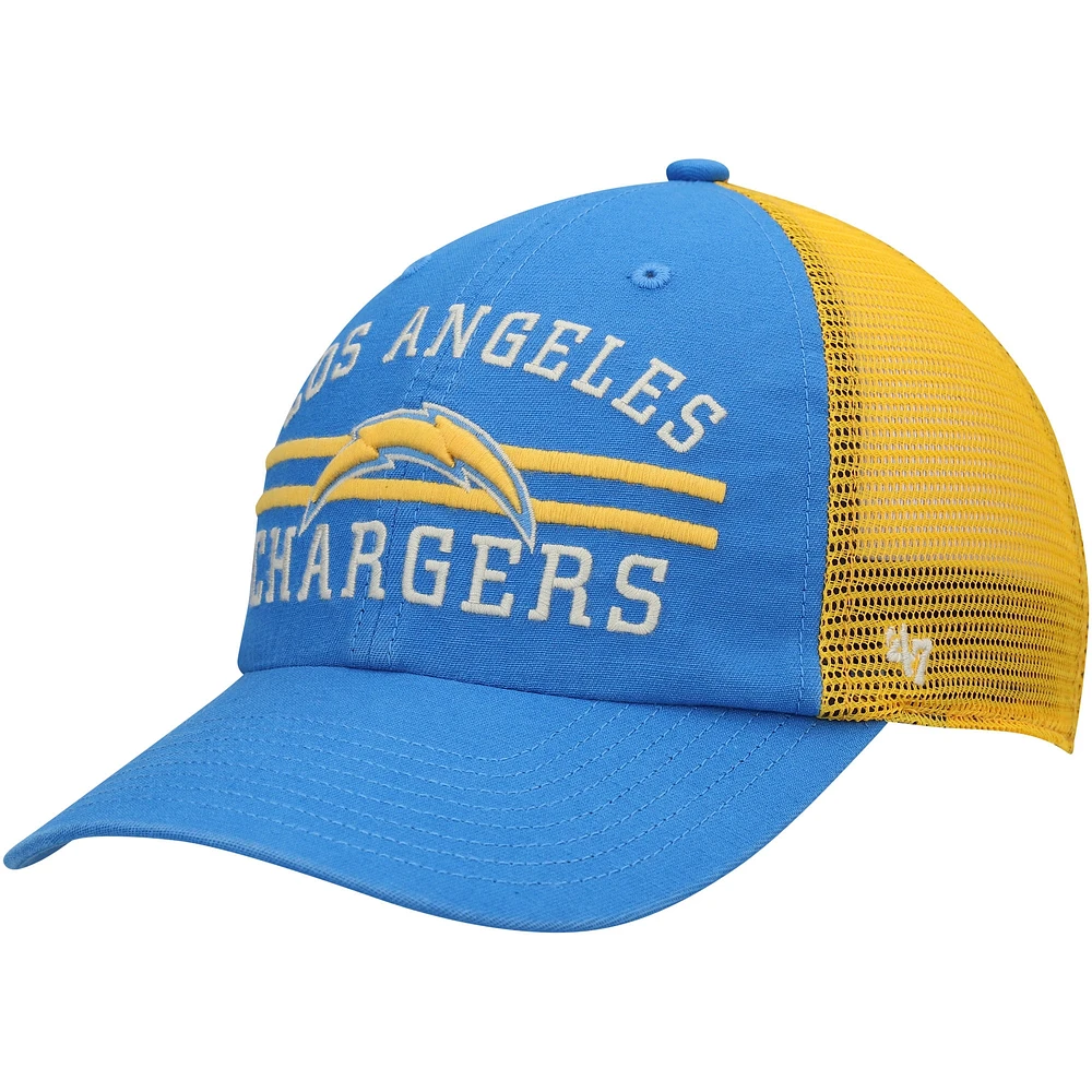 Casquette '47 Powder Blue/Gold Los Angeles Chargers Highpoint Trucker Clean Up Snapback pour homme