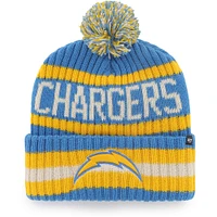 Bonnet en tricot à revers Los Angeles Chargers Bering '47 bleu poudré pour homme avec pompon