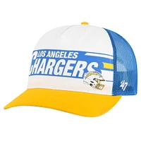 Men's '47 White/Gold Los Angeles Chargers Stack Line Hitch Trucker Adjustable Hat