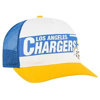 Men's '47 White/Gold Los Angeles Chargers Stack Line Hitch Trucker Adjustable Hat