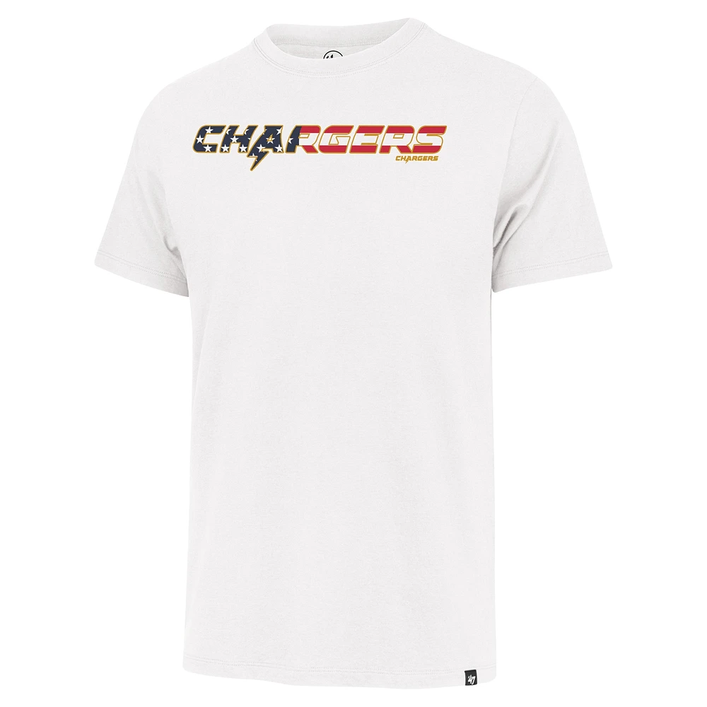 T-shirt blanc avec inscription drapeau Franklin des Chargers de Los Angeles '47 pour hommes