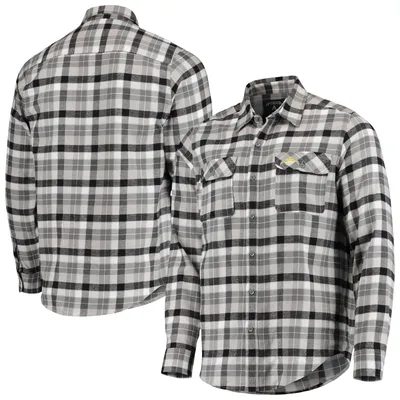 Los Angeles Chargers Antigua Ease Flannel Long Sleeve Button-Up Shirt - Black/Gray