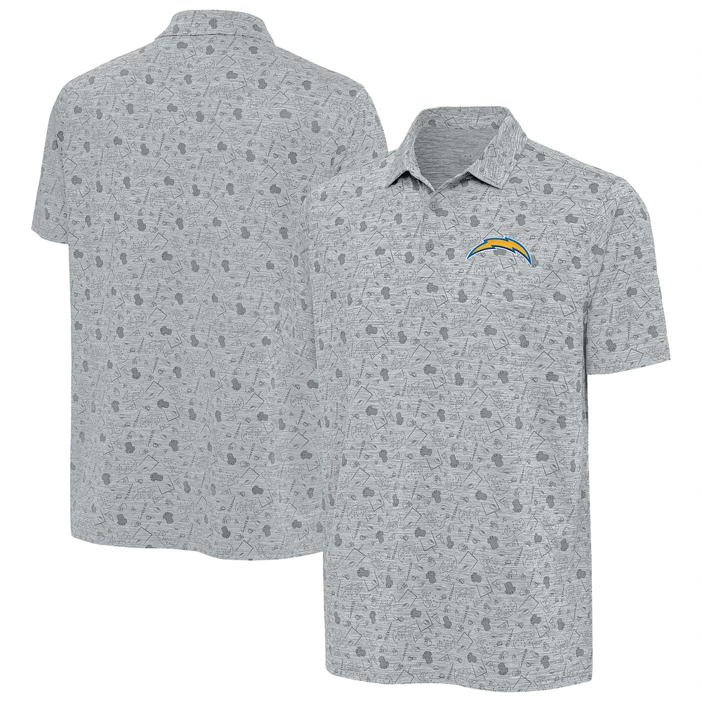 Polo Relentless Antigua gris chiné pour homme des Los Angeles Chargers