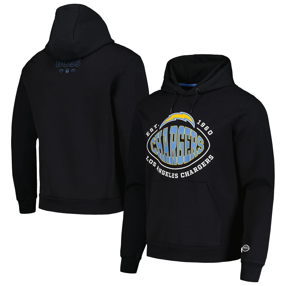 Men's BOSS X NFL Black Los Angeles Chargers Touchback Pullover Hoodie