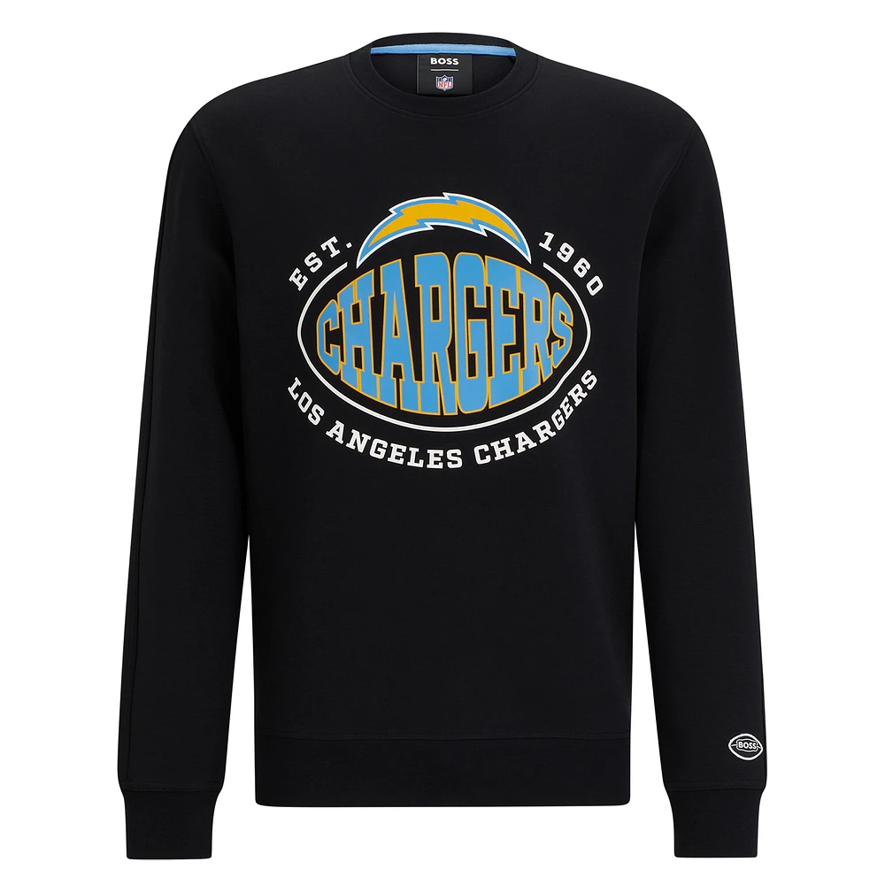 Men's BOSS X NFL  Black Los Angeles Chargers Tri-Blend Pullover Sweatshirt