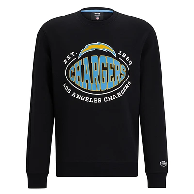 Men's BOSS X NFL  Black Los Angeles Chargers Tri-Blend Pullover Sweatshirt