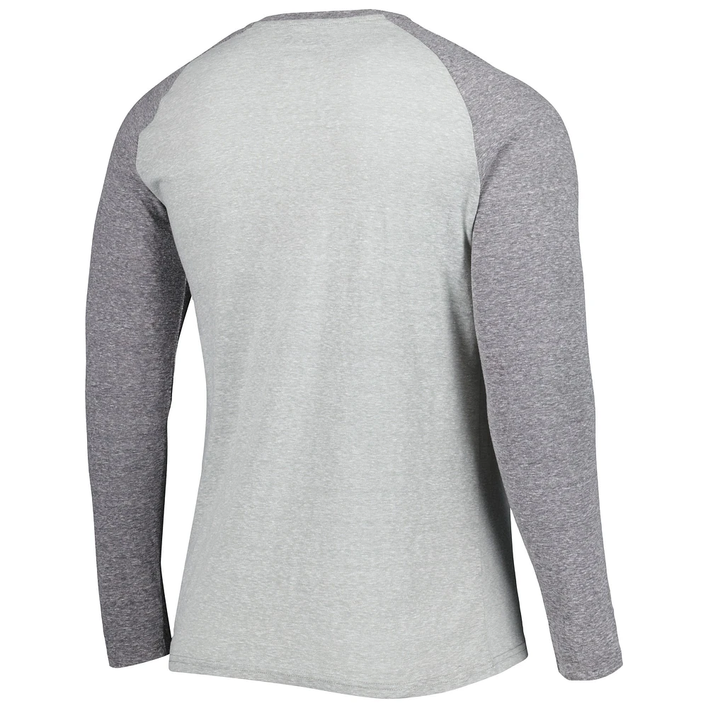 T-shirt Henley à manches longues raglan Los Angeles Chargers Ledger pour homme de Concepts Sport gris chiné