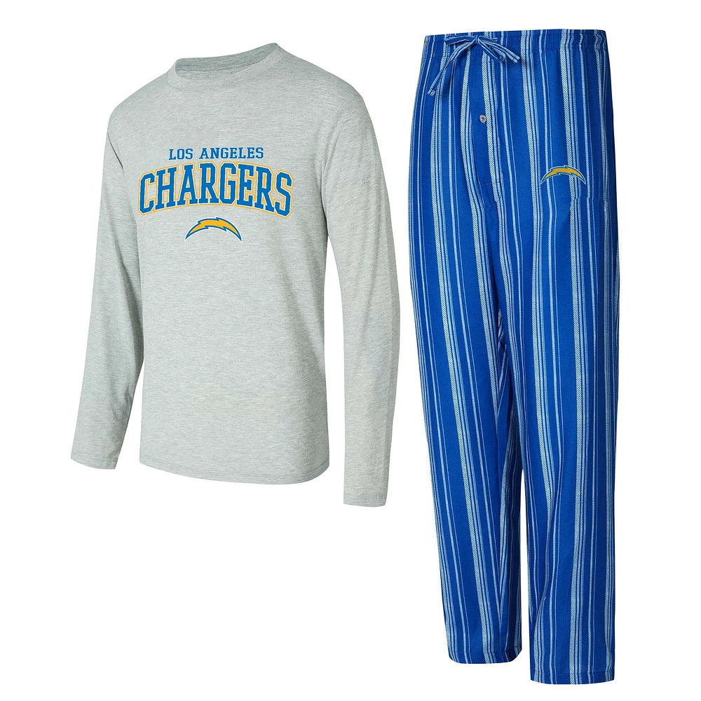 Ensemble de nuit pour homme Concepts Sport Los Angeles Chargers Petition avec t-shirt à manches longues et pantalon