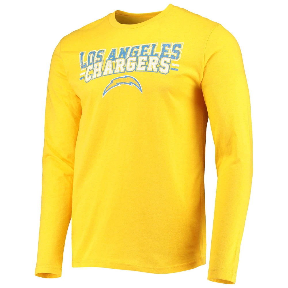 Men's Concepts Sport Powder Blue/Gold Los Angeles Chargers Meter Long Sleeve T-Shirt & Pants Sleep Set