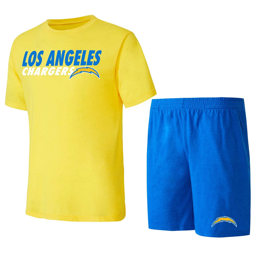 Men's Concepts Sport Powder Blue/Gold Los Angeles Chargers Meter T-Shirt & Shorts Sleep Set