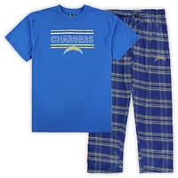 Pyjama en flanelle Los Angeles Chargers Big & Tall Concepts Sport pour homme, bleu poudré/gris