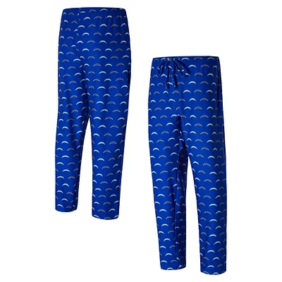 Men's Concepts Sport Royal Los Angeles Chargers Record Allover Print Knit Pants