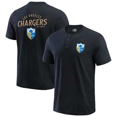 T-shirt Henley délavé noir pour homme de la collection Darius Rucker Fanatics des Los Angeles Chargers