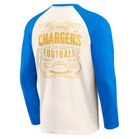 T-shirt Henley Raglan Los Angeles Chargers pour homme de la collection Darius Rucker Fanatics, couleur crème/bleu poudré