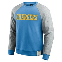 Sweat-shirt à col rond color block bleu poudre/gris chiné pour homme de la collection Darius Rucker Fanatics des Los Angeles Chargers