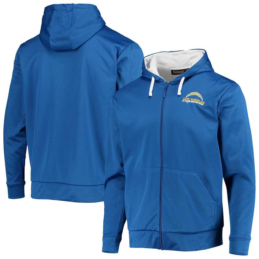 Sweat à capuche zippé pour homme Los Angeles Chargers Apprentice Dunbrooke bleu poudré/blanc