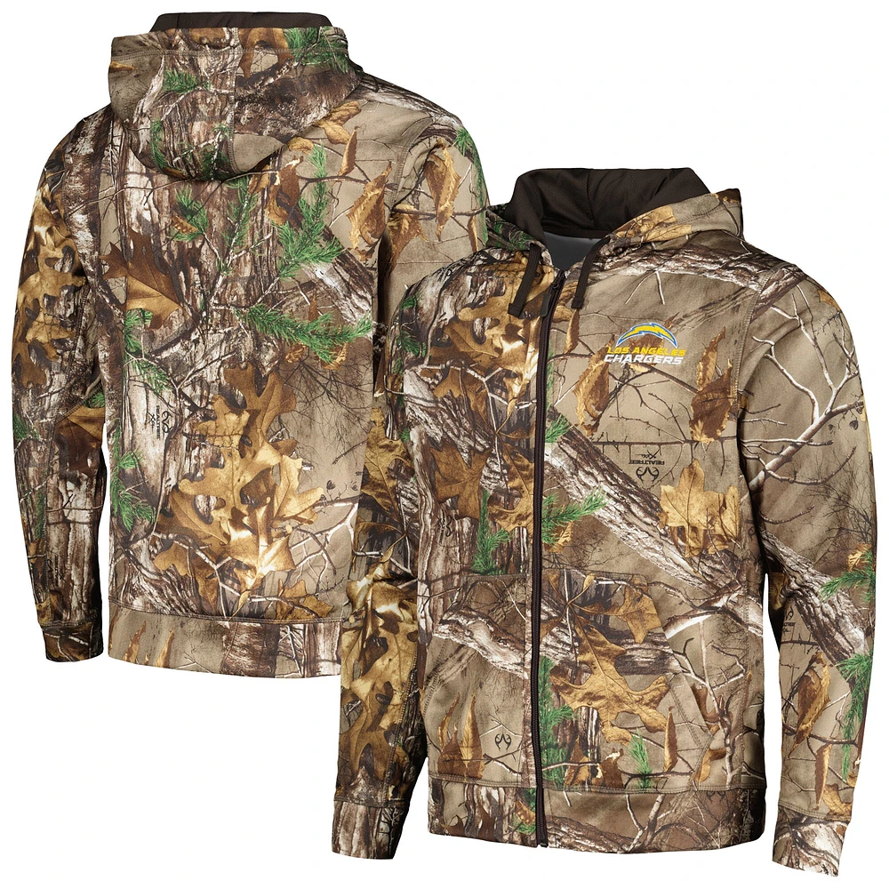 Veste Softshell Hunter à fermeture éclair intégrale Dunbrooke Realtree camouflage/noir pour hommes des Chargers de Los Angeles