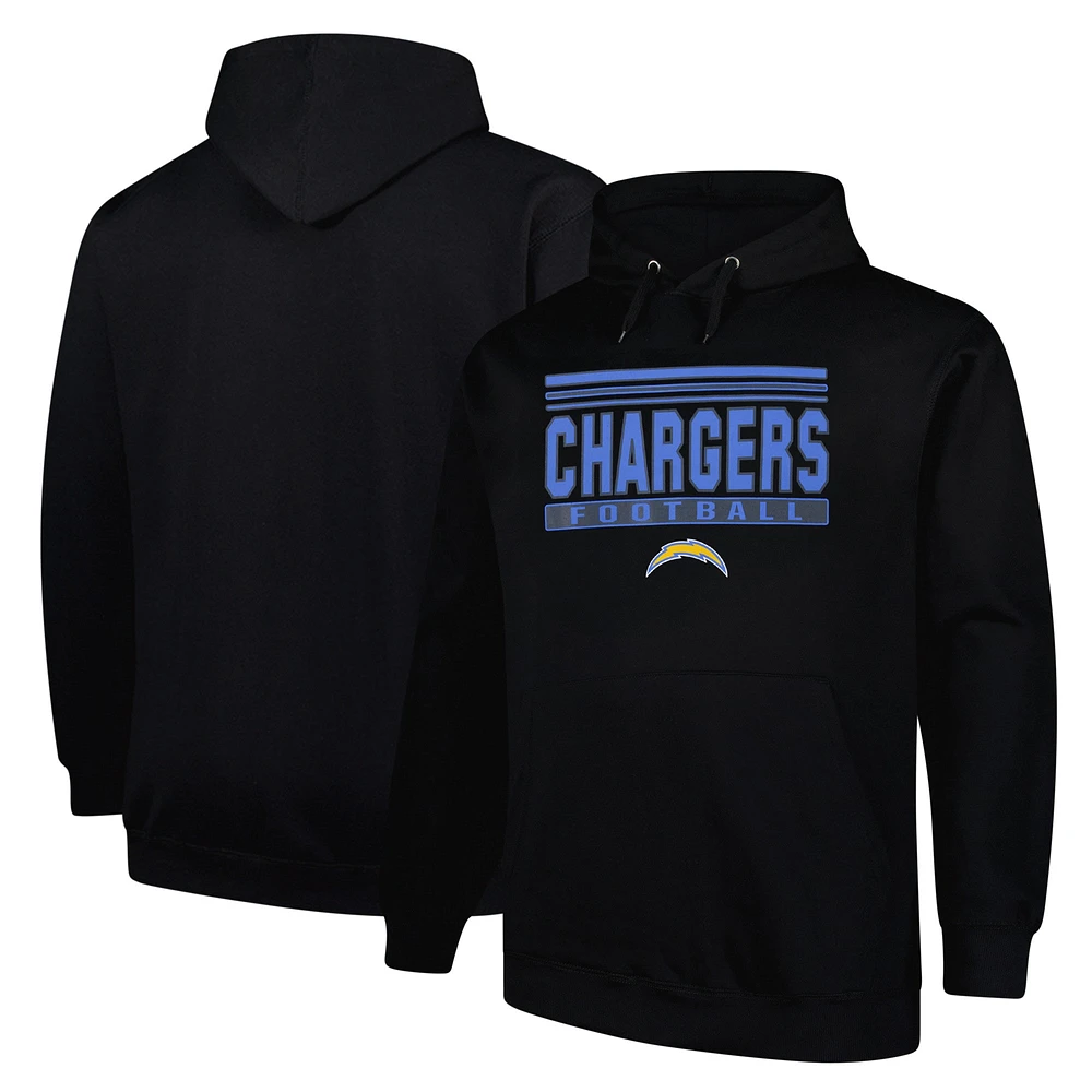 Men's Fanatics Black Los Angeles Chargers Big & Tall Pop Pullover Hoodie