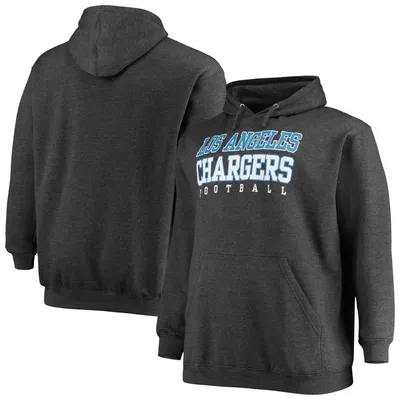 Los Angeles Chargers Fanatics Branded Big & Tall Practice Pullover Hoodie - Heathered Charcoal