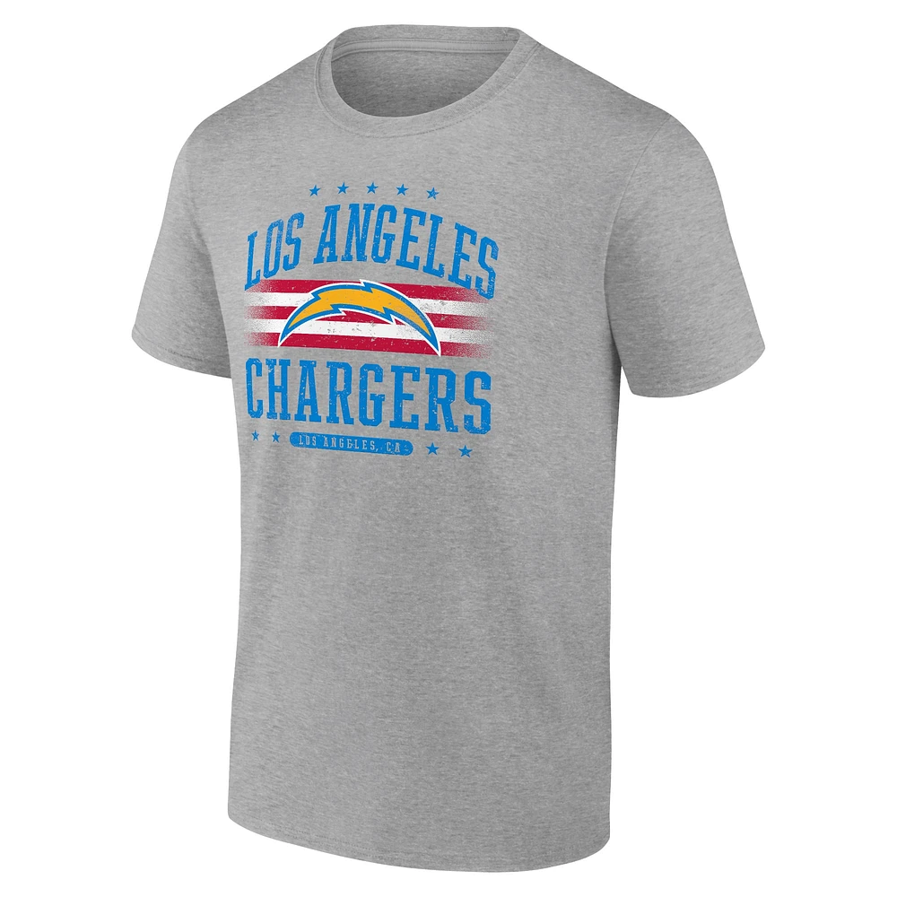 T-shirt Americana Fanatics gris Los Angeles Chargers pour hommes