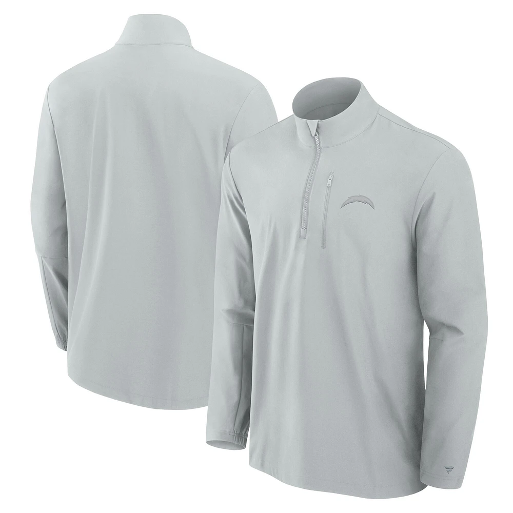 Pull à fermeture éclair quart de tour Fanatics gris pour homme des Los Angeles Chargers, micro ton sur