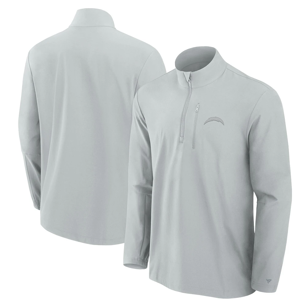 Pull à fermeture éclair quart de tour Fanatics gris pour homme des Los Angeles Chargers, micro ton sur