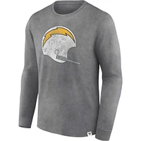 Men's Fanatics  Heather Charcoal Los Angeles Chargers Washed Primary Long Sleeve T-Shirt