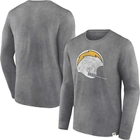 Men's Fanatics  Heather Charcoal Los Angeles Chargers Washed Primary Long Sleeve T-Shirt