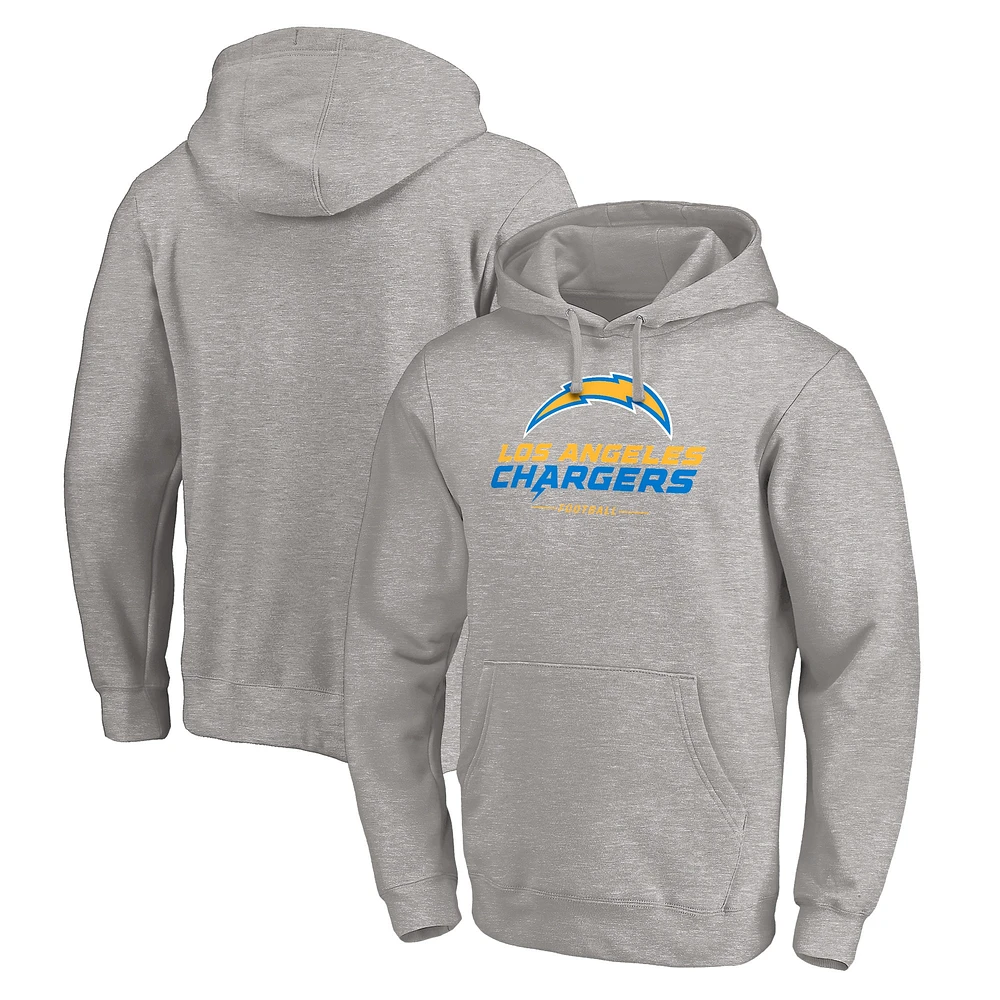 Men's Fanatics Heathered Gray Los Angeles Chargers Big & Tall Team Lockup Pullover Hoodie