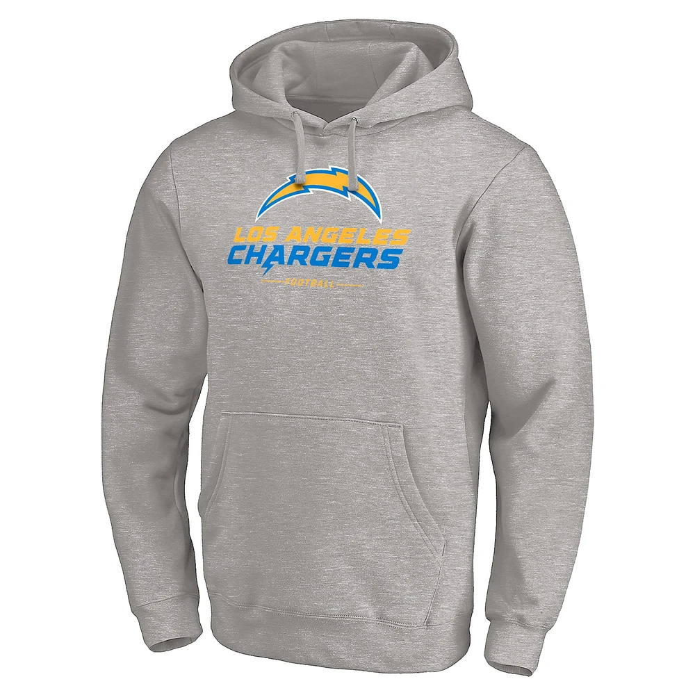 Men's Fanatics Heathered Gray Los Angeles Chargers Big & Tall Team Lockup Pullover Hoodie