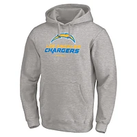 Men's Fanatics Heathered Gray Los Angeles Chargers Big & Tall Team Lockup Pullover Hoodie