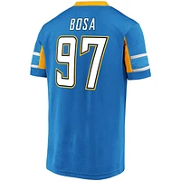 Fanatics pour hommes Joey Bosa bleu poudre Los Angeles Chargers Hashmark Nom et numéro du joueur - Haut à col en V